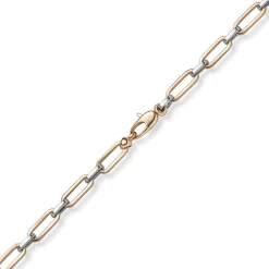 4,5mm Weit-Anker-Vierkant-Kette Halskette Collier 585 Weißgold & Rotgold 45cm