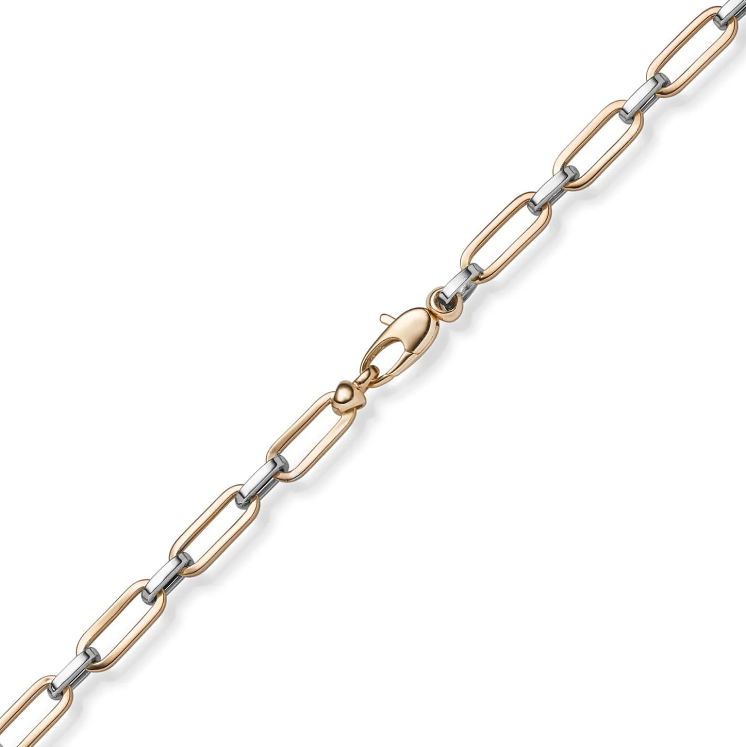 4,5mm Weit-Anker-Vierkant-Kette Halskette Collier 585 Weißgold & Rotgold 45cm