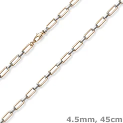 4,5mm Weit-Anker-Vierkant-Kette Halskette Collier 585 Weißgold & Rotgold 45cm