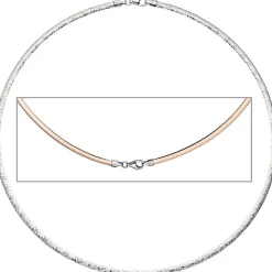 3mm Wende-Omegareif Halsreif Collier aus 925 Silber mit Muster rotvergoldet 45cm
