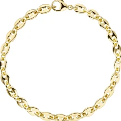 6mm x 4mm Armband Armkette Kaffeebohnen Armschmuck aus 585 Gold Gelbgold, 21cm