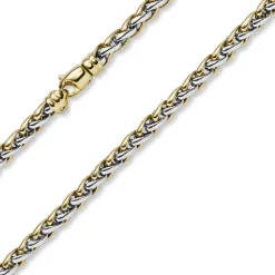 5,5mm Zopf-Armband Armschmuck Armkette 585 Gold Gelbgold & Weißgold bicolor 21cm