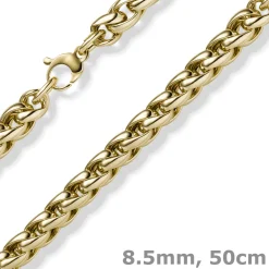 8,5mm Zopf-Kette Collier 585 Gold Gelbgold 50cm Halsschmuck Halskette glänzend