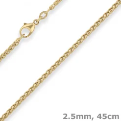 2,5mm Zopfkette Goldkette Collier Halskette aus 750 Gold Gelbgold 45cm