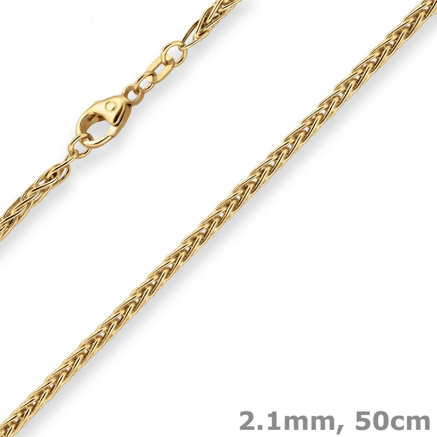 2,1mm Zopfkette Goldkette Collier Halskette aus 585 Gold Gelbgold 50cm