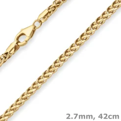 2,7mm Zopfkette Goldkette Collier Halskette aus 585 Gold Gelbgold 42cm
