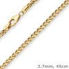 2,7mm Zopfkette Goldkette Collier Halskette aus 585 Gold Gelbgold 45cm