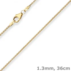 1,3mm Zopfkette Goldkette Collier Halskette aus 585 Gold Gelbgold 36cm