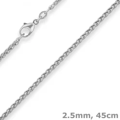 2,5mm Zopfkette Goldkette Collier Halskette aus 750 Gold Weißgold 45cm