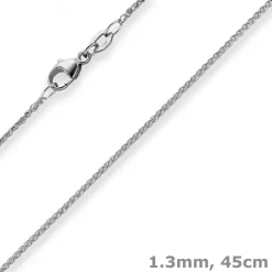 1,3mm Zopfkette Goldkette Collier Halskette aus 750 Gold Weißgold 45cm
