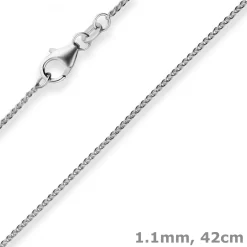 1,1mm Zopfkette Goldkette Collier Halskette aus 375 Gold Weißgold 42cm