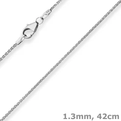 1,3mm Zopfkette Goldkette Collier Halskette aus 375 Gold Weißgold 42cm