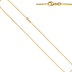 1,3mm Zopfkette Halskette Collier aus 750 Gold Gelbgold 45cm