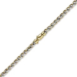 5,5mm Zopfkette Halskette Collier aus 585 Gold Gelbgold & Weißgold bicolor 50cm