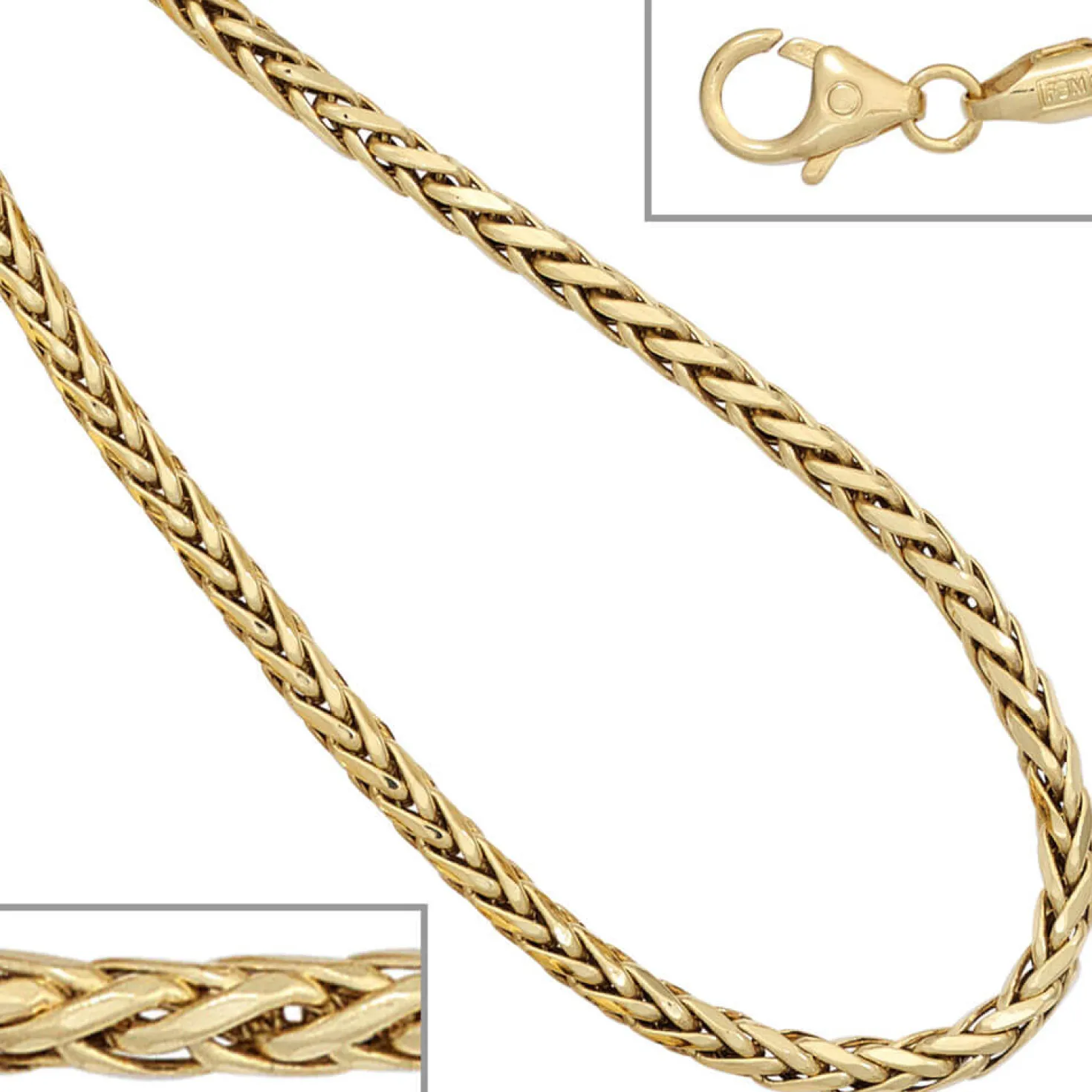 2,6mm Zopfkette Halskette Collier Halsschmuck 585 Gelbgold Gold 45cm