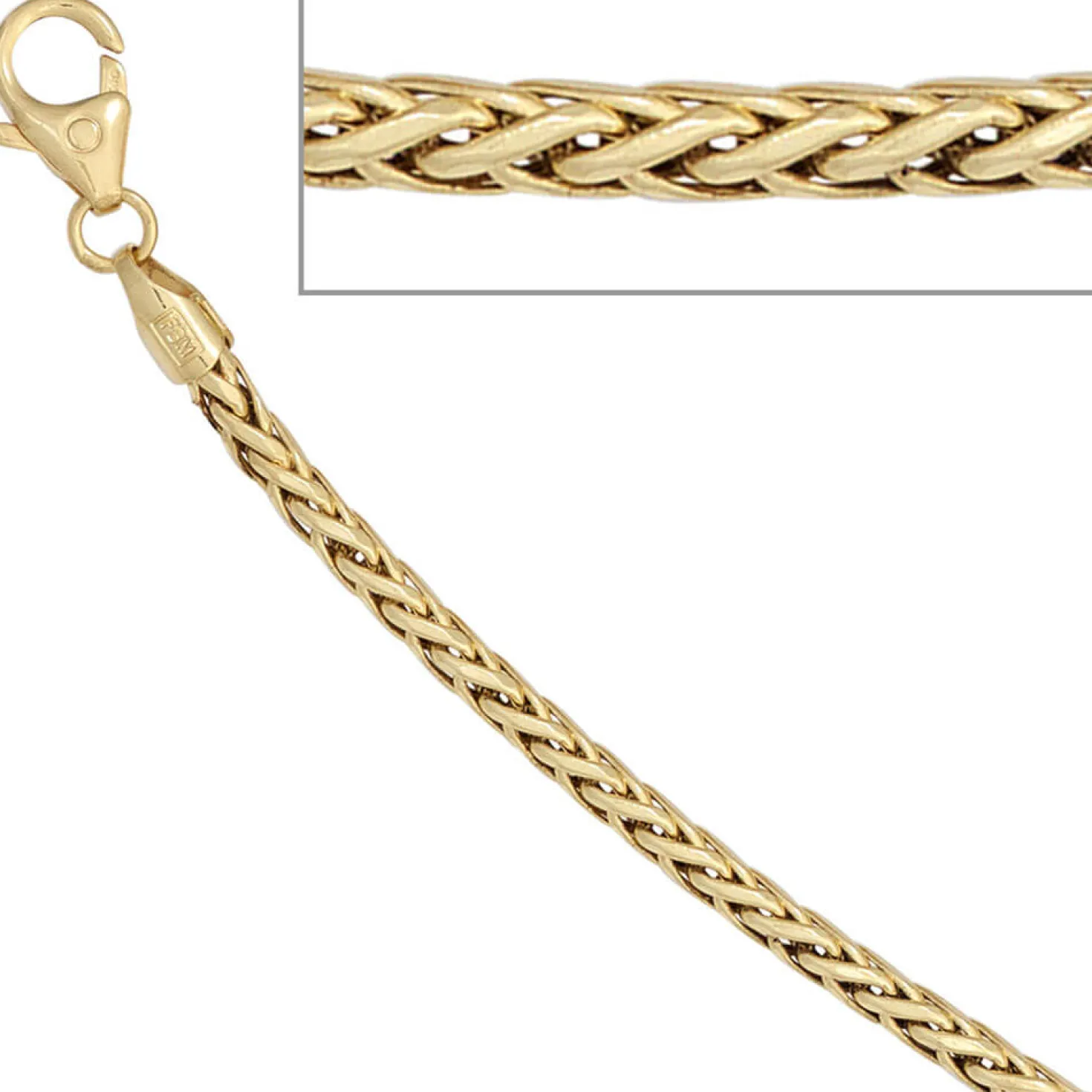 2,6mm Zopfkette Halskette Collier Halsschmuck 585 Gelbgold Gold 45cm