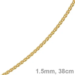 1,5mm Zopfkette Kette Collier aus 585 Gold Gelbgold, Goldkette, 38cm