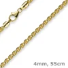 4mm Zopfkette Kette Collier aus 585 Gold Gelbgold, Goldkette, 55cm
