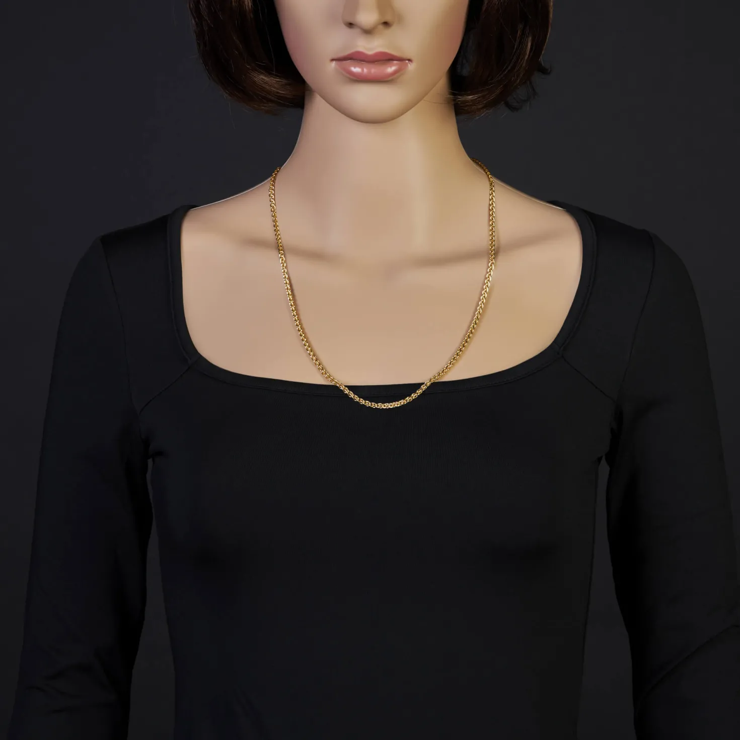 3mm Zopfkette Kette Collier aus 585 Gold Gelbgold, Goldkette, 60cm