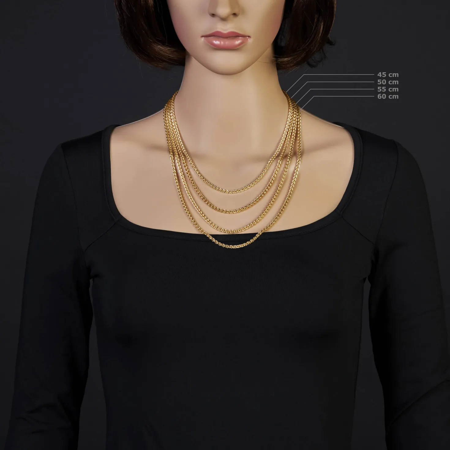 3mm Zopfkette Kette Collier aus 585 Gold Gelbgold, Goldkette, 55cm
