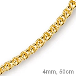 4mm Zopfkette Kette Collier aus 750 Gold Gelbgold Goldkette 50cm Unisex