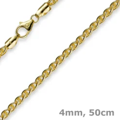 4mm Zopfkette Kette Collier aus 750 Gold Gelbgold Goldkette 50cm Unisex
