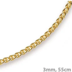 3mm Zopfkette Kette Collier aus 750 Gold Gelbgold Goldkette 55cm Unisex