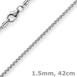 1,5mm Zopfkette Kette Collier aus 585 Gold Weißgold, Goldkette, 42cm