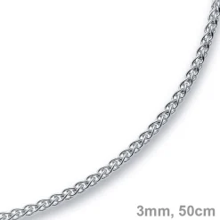 3mm Zopfkette Kette Collier aus 585 Gold Weißgold, Goldkette, 50cm