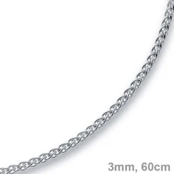 3mm Zopfkette Kette Collier aus 750 Gold Weißgold Goldkette 60cm Unisex