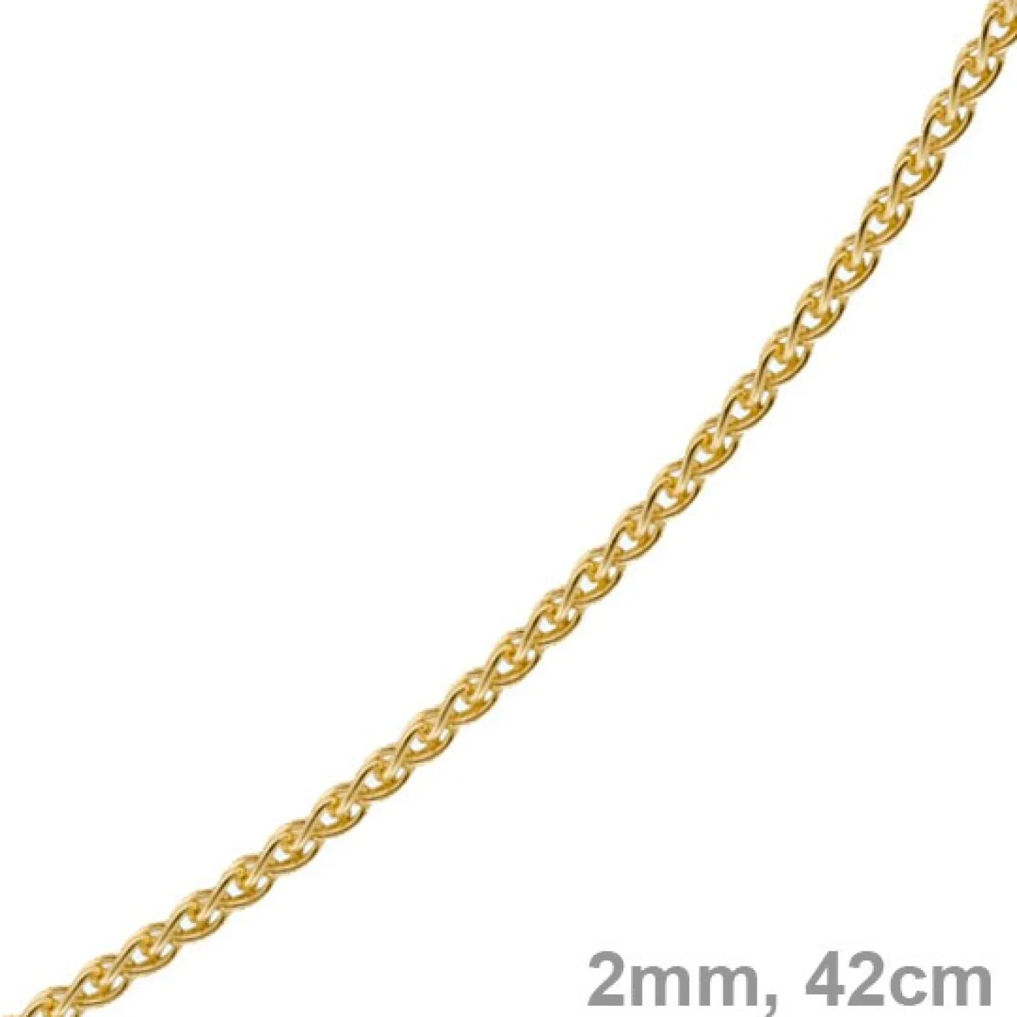 2mm Zopfkette Kette Collier, 750 Gold Gelbgold, Goldkette 42cm