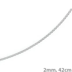 2mm Zopfkette Kette Collier, 750 Gold Weißgold, Goldkette 42cm