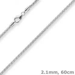 2,1mm Zopfkette Silberkette Collier Halskette aus 925 Silber 60cm