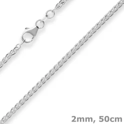 2mm Zopfkette Silberkette Collier Halskette aus 925 Silber 50cm
