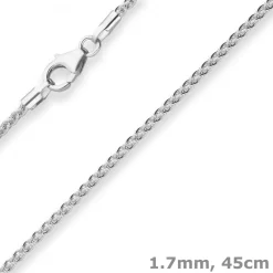 1,7mm Zopfkette Silberkette Collier Halskette aus 925 Silber 45cm