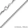 2,5mm Zopfkette Silberkette Collier Halskette aus 925 Silber rhodiniert 45cm