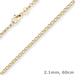 2,1mm Zwillingspanzerkette Collier Halskette aus 585 Gold Gelbgold 60cm