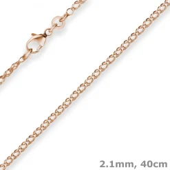 2,1mm Zwillingspanzerkette Collier Halskette aus 585 Gold Rotgold 40cm