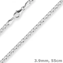 3,9mm Zwillingspanzerkette Silberkette Collier Halskette aus 925 Silber 55cm
