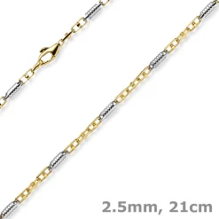 Monte Carlo Armband aus 585 Gold Gelbgold Weißgold massiv bicolor 21cm Herren