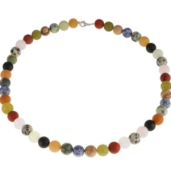 Multicolor Edelstein-Kette Achat Onyx Jade Jaspis Karneol Calcit Sodalith matt