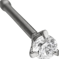 Nasenpiercing mit weißen Zirkonia, schwarze Edelstahl, Nasenstecker Nasenschmuck