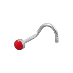 Nasenstecker Nasenpiercing Emaille Email rot, 925 Echt Silber, Damen