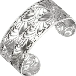 Offene Armspange Ginkgo Ginkoblatt Silhouetten Armband Armreif aus Edelstahl