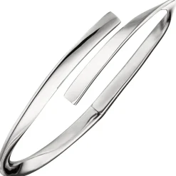 Offener Armreif mit Scharnier Armband, oval, 925 Silber rhodiniert Armschmuck