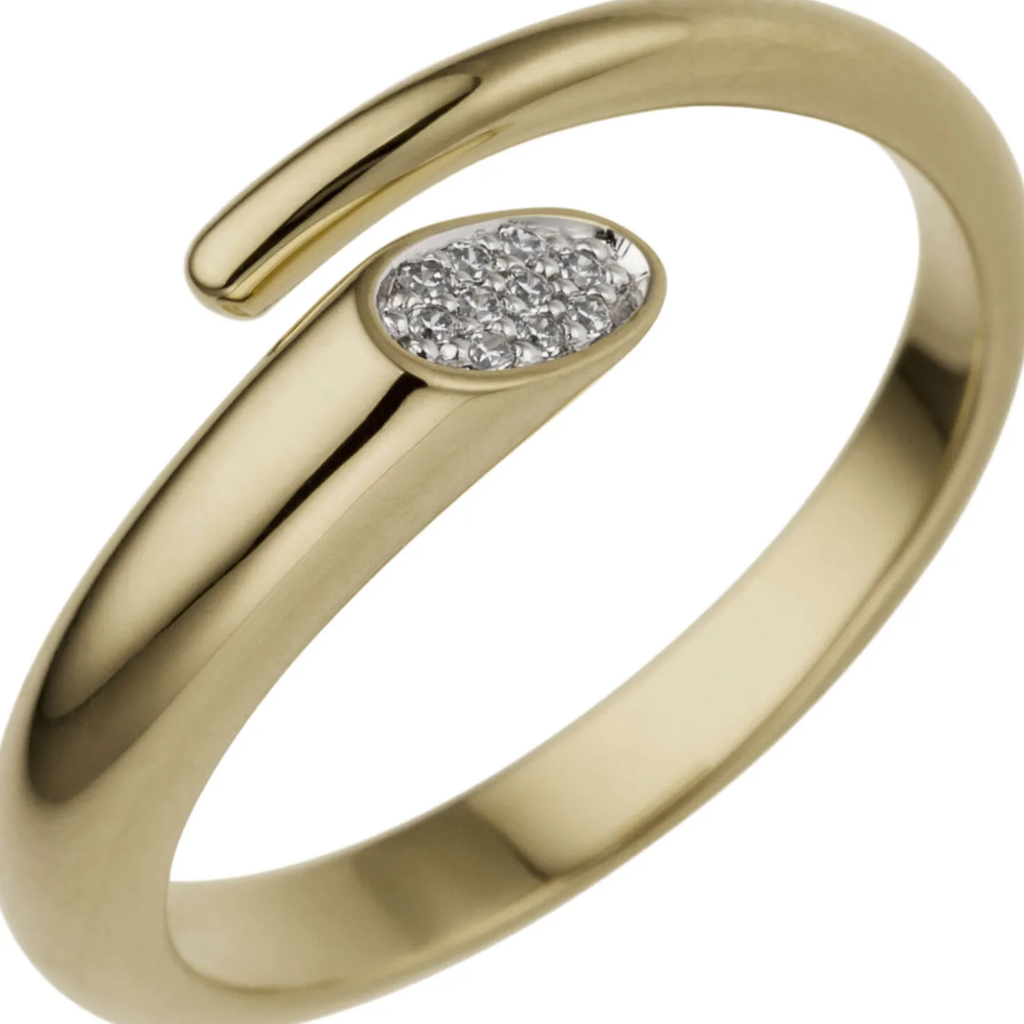 Offener Ring aus 585 Gold Gelbgold mit 10 Diamanten 0.035Ct Brillanten