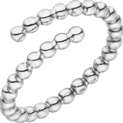 Offener Ring Damenring Kugelring aus 925 Silber rhodiniert Breite 7,6mm