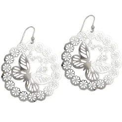 Ohrhaken Ohrringe Ohrhänger 65x50mm Schmetterling durchbrochen 925 Silber Damen