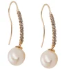 Ohrhaken Ohrringe Ohrhänger 29x7mm weiße Perle 375 Gelbgold Gold Damen