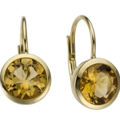 Ohrhänger aus 585 Gold Gelbgold mit echten Citrinen orange Ø8,5mm Ohrringe Damen